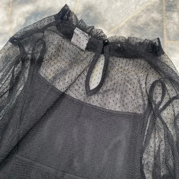 Black Art Class Sheer Long Sleeve Top - Picture 5 of 8